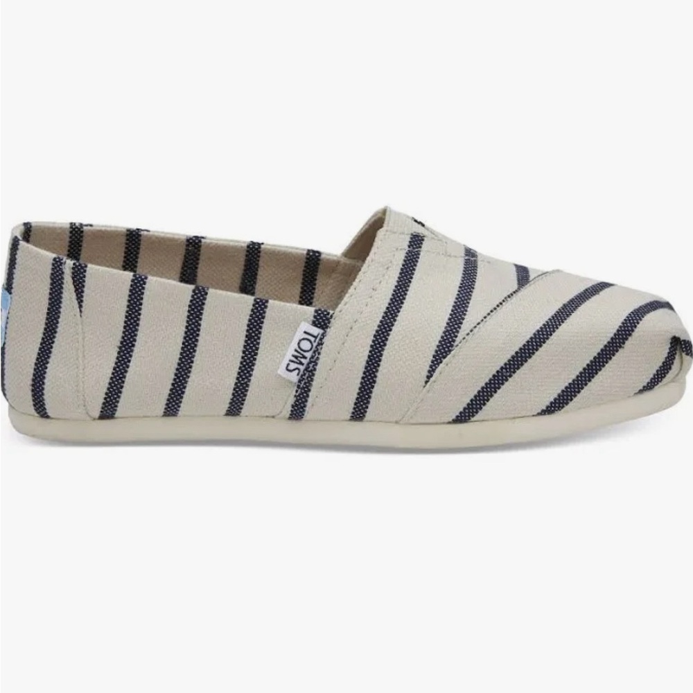 NWT TOMS White Navy Riviera Stripe Womens size 10